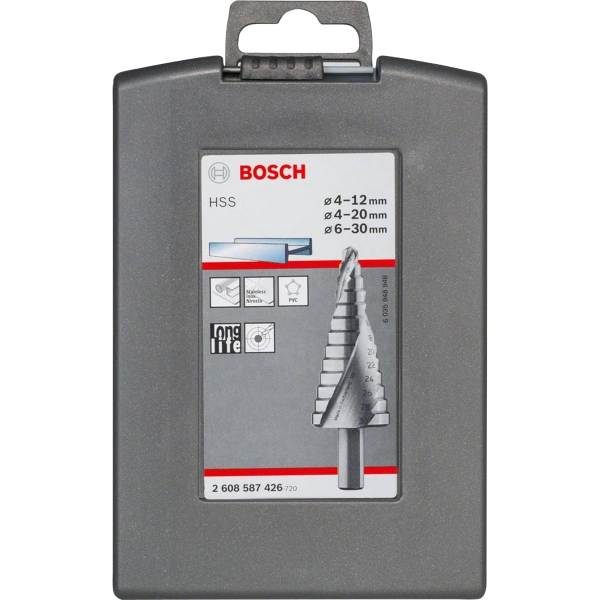 3-piece HSS step drill bit set 4-12/4-20/6-30 image 1