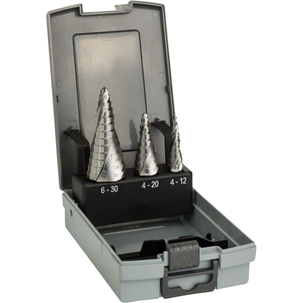 3-piece HSS step drill bit set 4-12/4-20/6-30 image 2