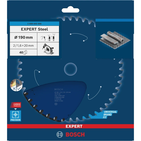 EXPERT Steel Circular Saw Blade, 190 x 2/1.6 x 20 mm, T40 image 2